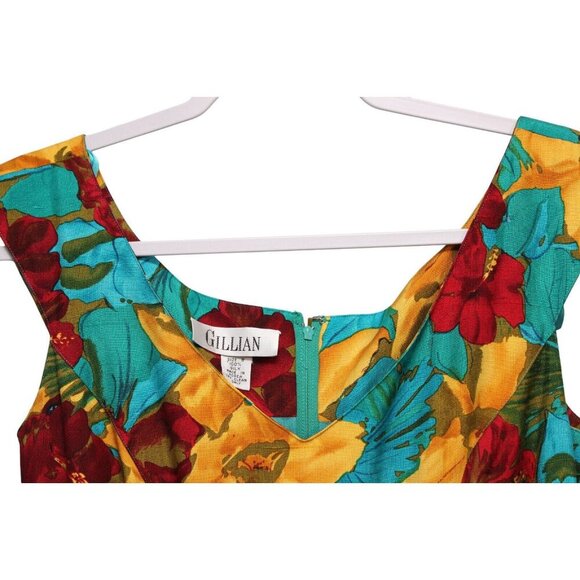 Vintage 80s Gillian Sheath Dress Size 8 Multicolor Floral 100% Silk Tropical - Picture 7 of 12